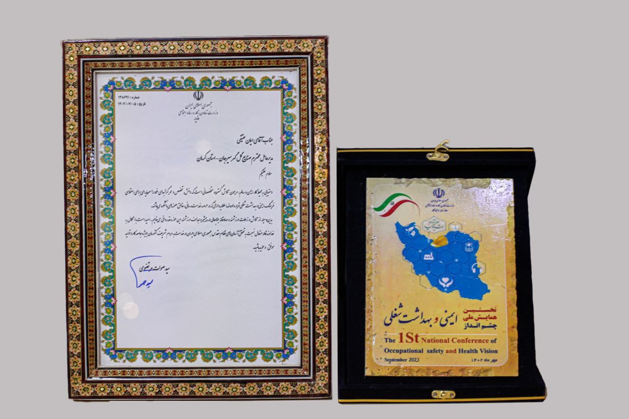 تصویر تقدیر از گل‌گهر در همایش ملی چشم‌انداز ایمنی